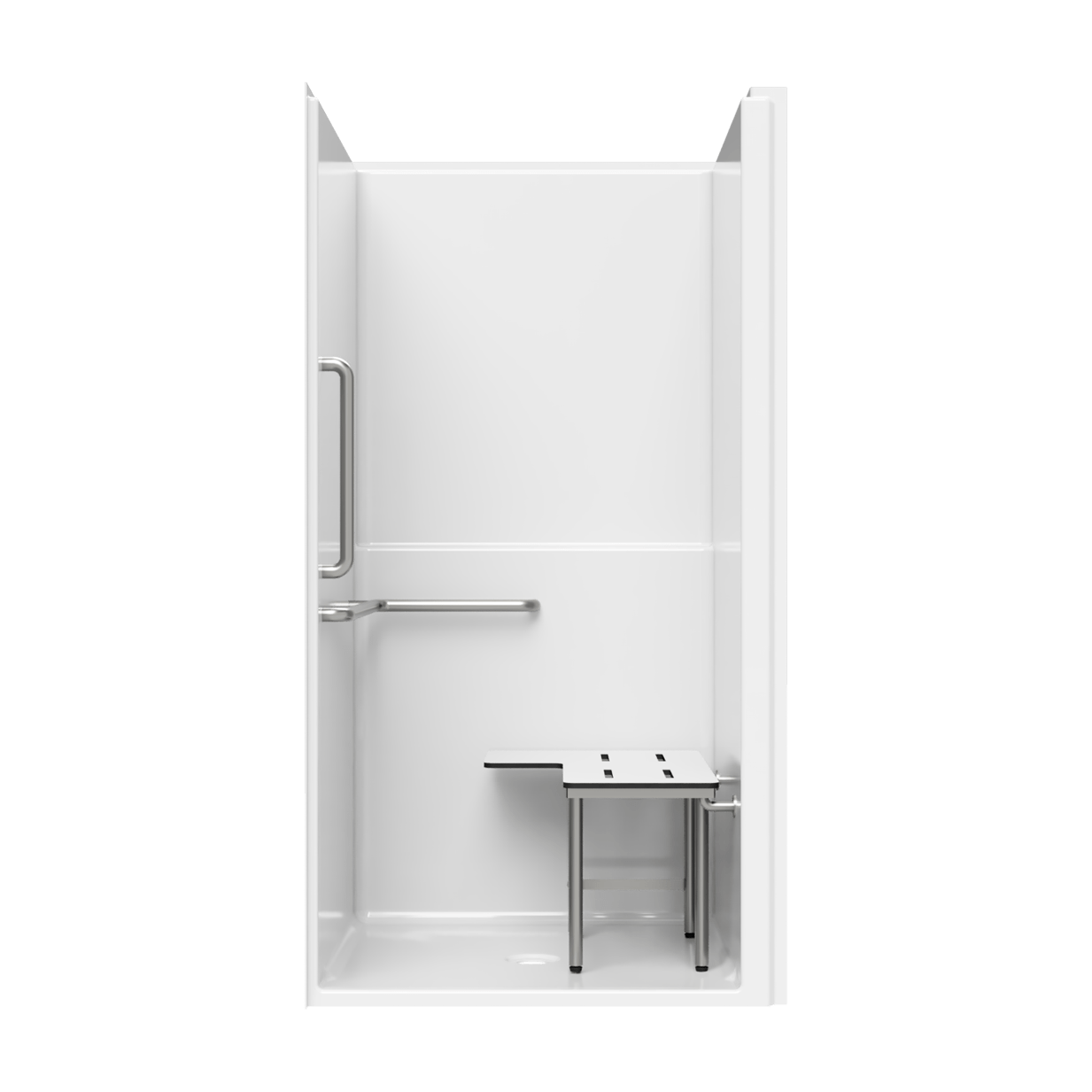 SS3842RFA - 3′ ADA Transfer Shower with Return Flange and Shelf