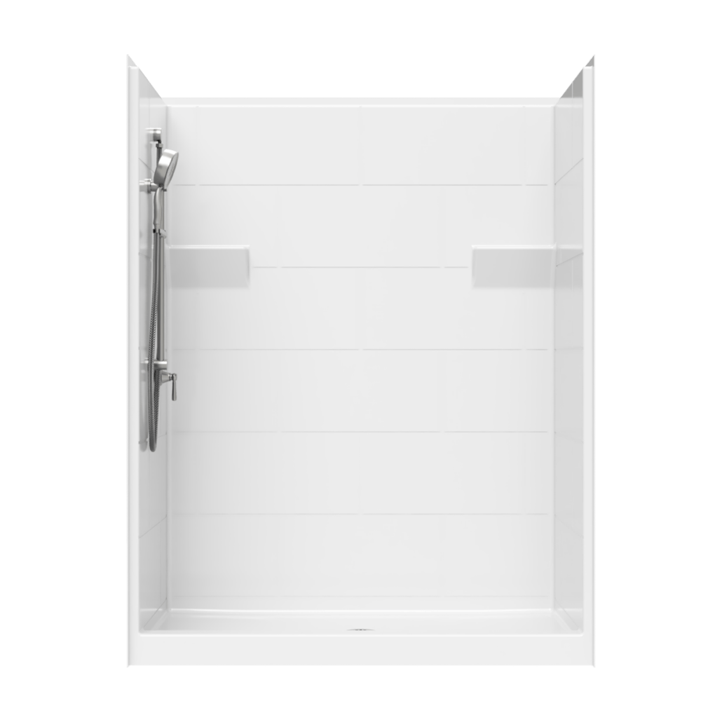 SS6033TB - 5′ Shower with Simulated Tile and Floating Shelves